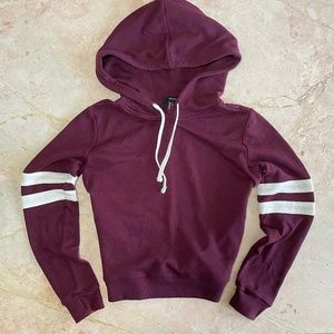 Forever 21 Y2k Varsity Cropped Hoodie Maroon/White